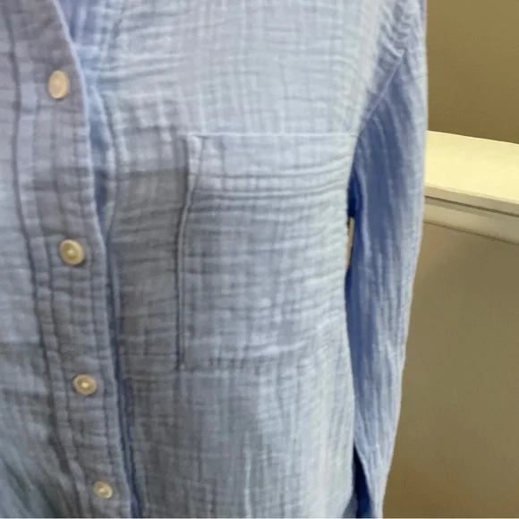 J.Crew Blue Cotton Gauze Button Down Shirt Size Small - Picture 4 of 11